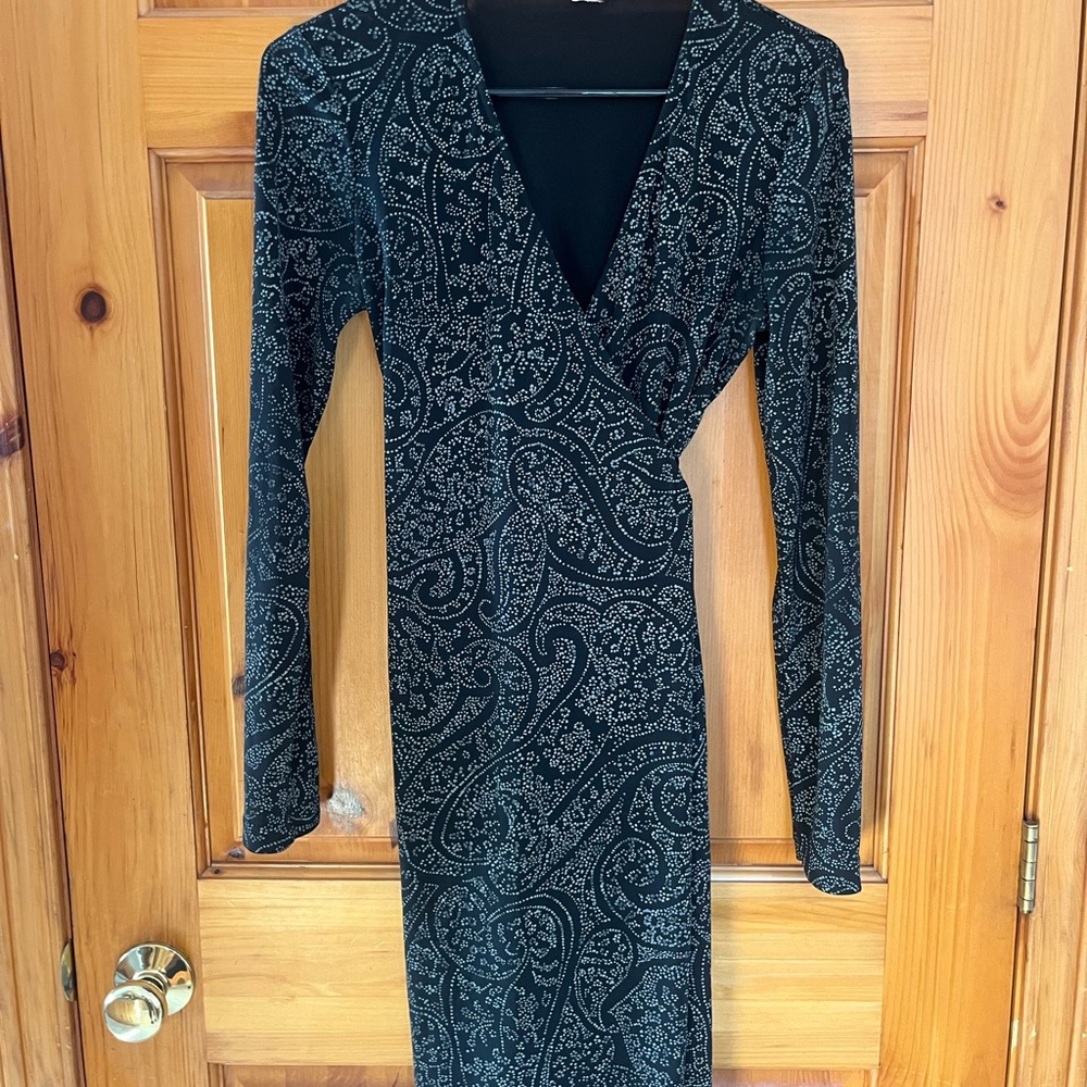 Elegant Black Paisley Dress